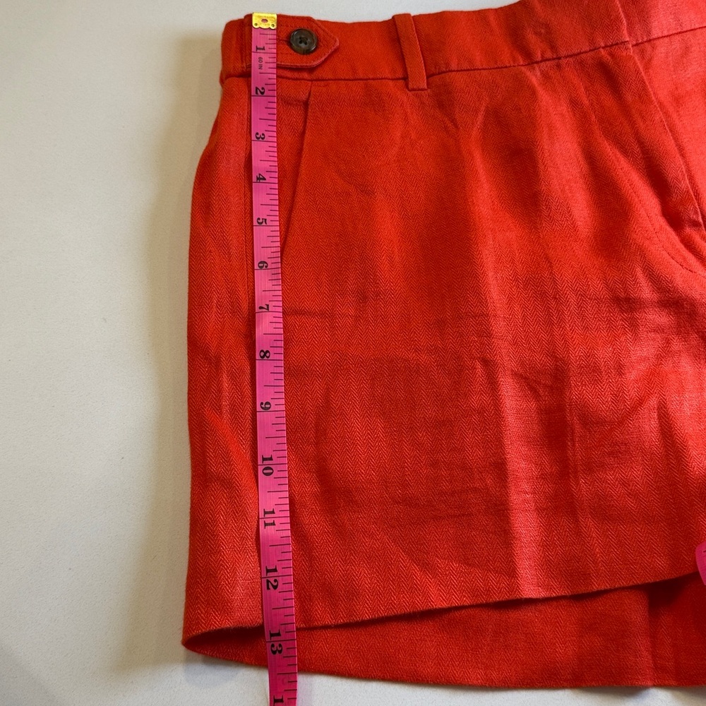J. Crew 100% Linen High Waist Shorts. Coral/ Orange Size 8 - Picture 11 of 11